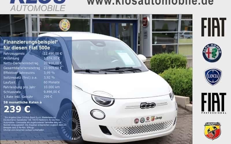 Arktis weiss Gebraucht 2022 Fiat 500e Icon Limousine | 22.490 € - Bild 1/4