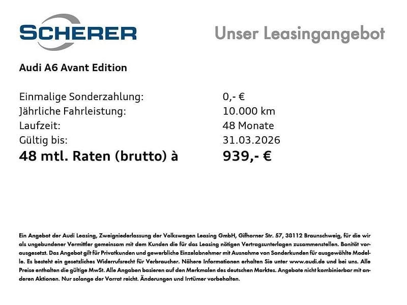 Neu Audi A6 Edition .1 204 PS (150 kW) 2026 Grau Kombi