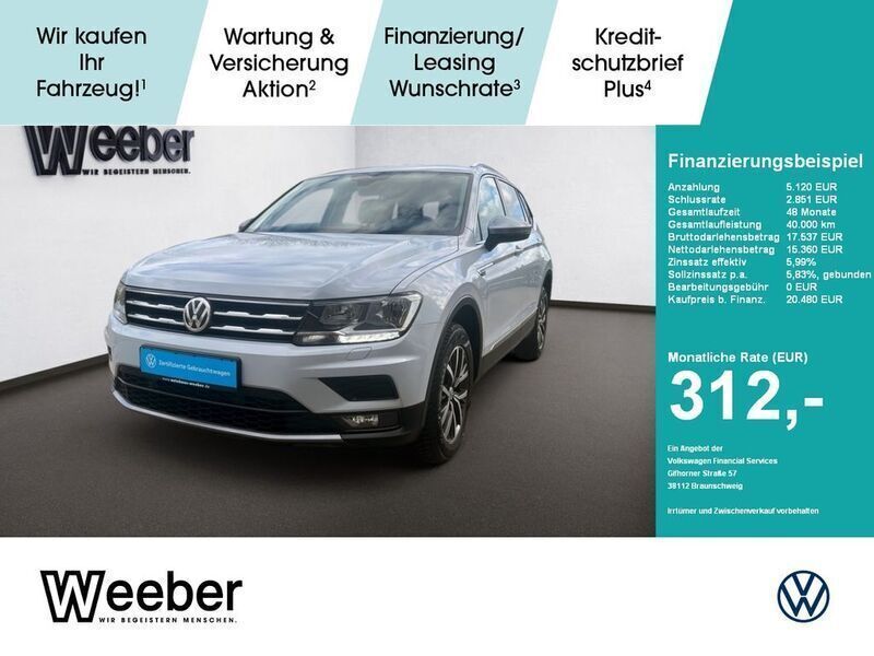 White silver (metallic) Gebraucht 2018 VW Tiguan Allspace Comfortline SUV | 23.930 € (Etwas zu teuer) - Bild 1/4
