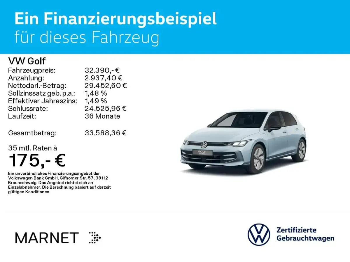 Gebraucht VW Golf VIII 204 PS (150 kW) 2025 Crystal ice blue metallic Limousine