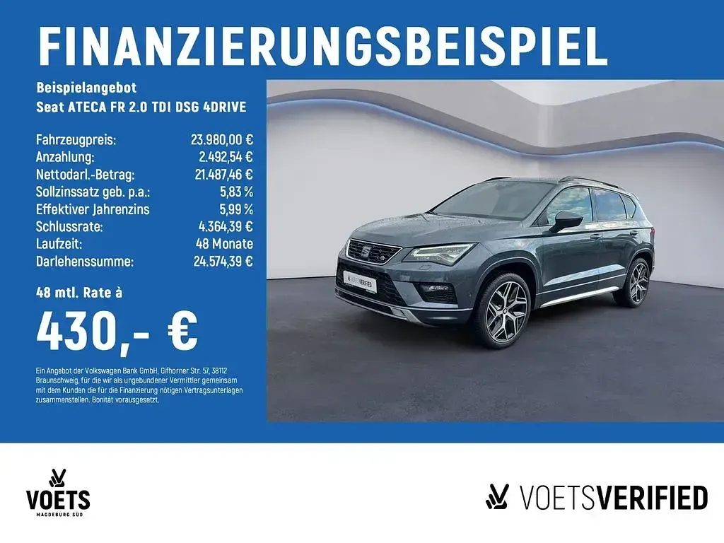 Occasion Seat Ateca 4Drive 150 ch (110 kW) 2020 Gris SUV