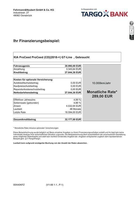 Gebraucht Kia ProCeed 140 PS (102 kW) 2024 Weiß Kleinwagen