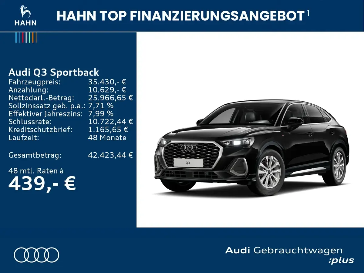 Gebraucht Audi Q3 Sportback S-Line 150 PS (110 kW) 2025 Schwarz SUV