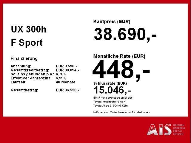 Graphitschwarz Neu 2025 Lexus UX 300h Sport Design Packet SUV | 38.690 € (Fairer Preis) - Bild 1/1