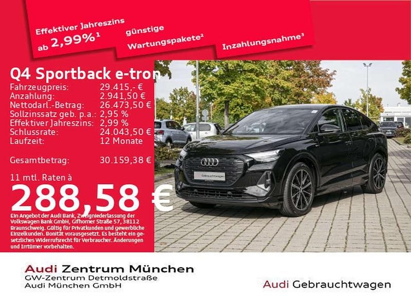 Mythosschwarz metallic Gebraucht 2022 Audi Q4 Sportback e-tron S-Line SUV | 29.415 € (Fairer Preis) - Bild 1/2