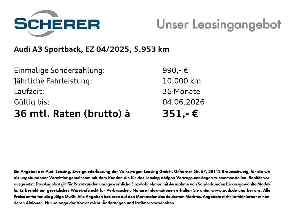 Occasion Audi A3 204 ch (150 kW) 2025 Gris Berline