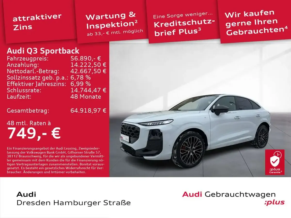 Gebraucht Audi Q3 150 PS (110 kW) 2026 Gletscherweiß metallic SUV