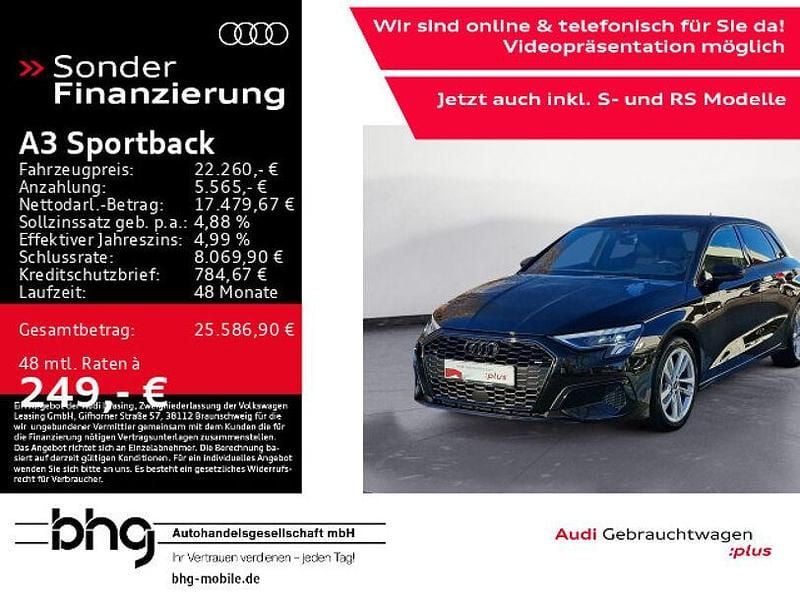 Brillantschwarz Gebraucht 2022 Audi A3 Advanced Plus Limousine | 22.260 € (Fairer Preis) - Bild 1/4