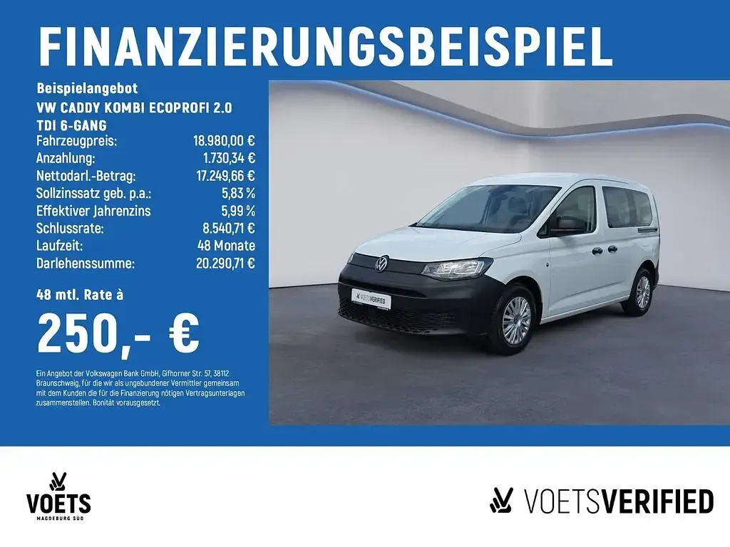 Occasion VW Caddy Basis 102 ch (75 kW) 2023 Blanc Monospace