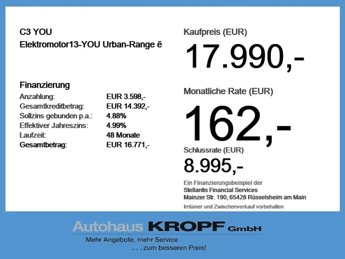 Gebraucht Citroën e-C3 83 kW (113 PS) 2026 Lackierung schwarz perla nera/ Limousine
