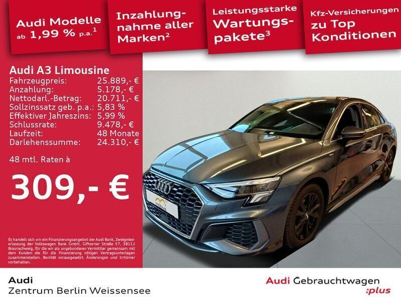Daytonagrau perleffekt Gebraucht 2020 Audi A3 S-Line Limousine | 25.889 € (Fairer Preis) - Bild 1/4