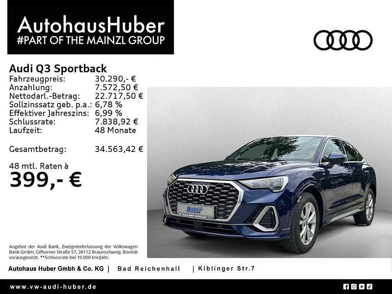 Navarrablau metallic Gebraucht 2021 Audi Q3 Sportback S-Line SUV | 30.290 € (Superpreis) - Bild 1/4