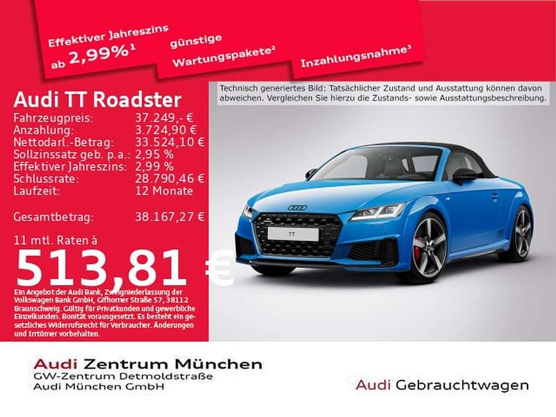 Turboblau verdeck schwarz Gebraucht 2021 Audi TT S-Line Cabrio | 37.249 € (Fairer Preis) - Bild 1/2