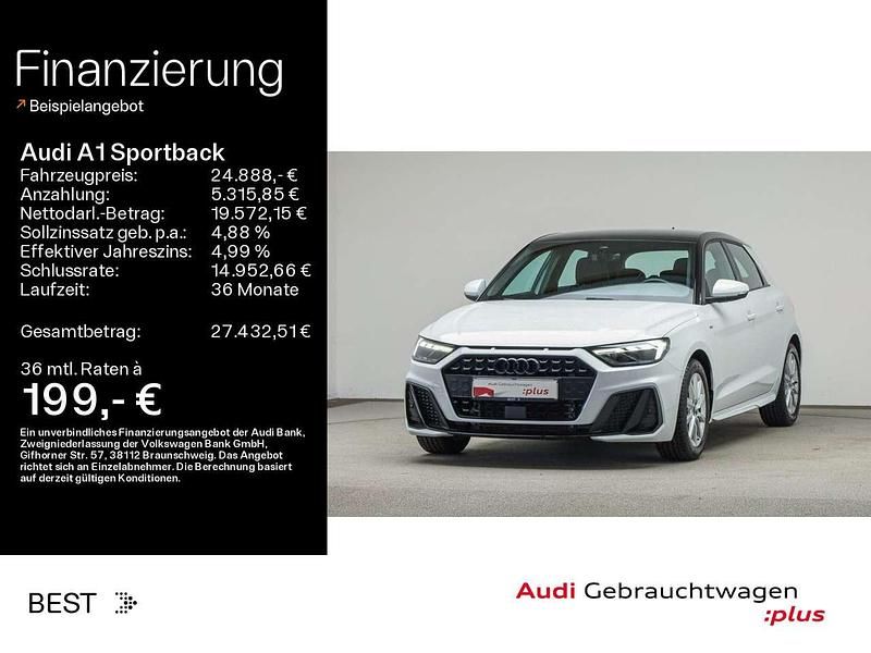 Gletscherweiß metallic mythosschwarz met (metallic) Gebraucht 2024 Audi A1 S-Line Limousine | 24.888 € (Etwas zu teuer) - Bild 1/4