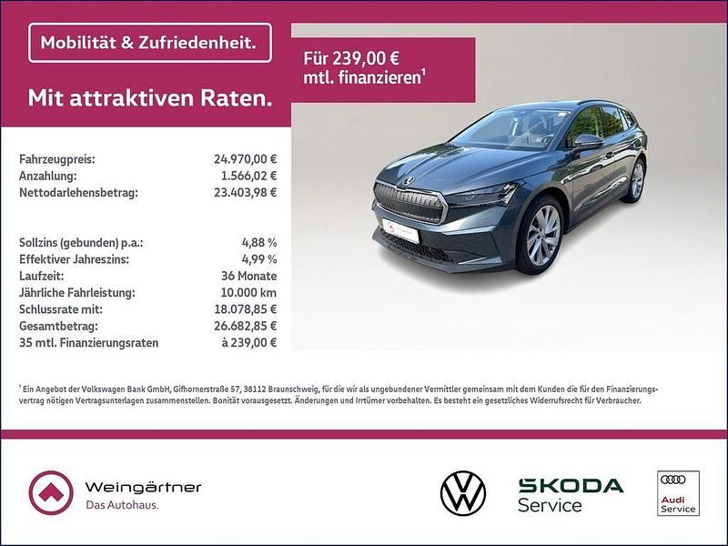 Grau Gebraucht 2021 Skoda Enyaq iV Lodge SUV | 24.970 € (Fairer Preis) - Bild 1/4