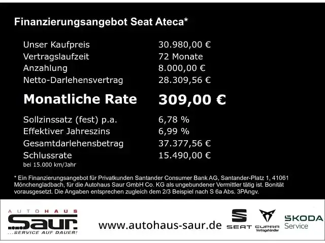 Używany Seat Ateca FR 150 KM (110 kW) 2025 Szary SUV