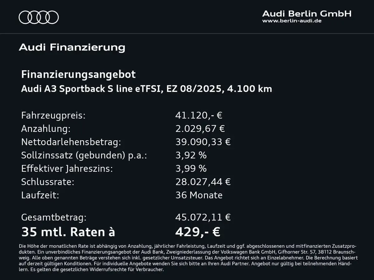 Gebraucht Audi A3 S-Line 204 PS (150 kW) 2025 Gletscherweiß metallic Limousine