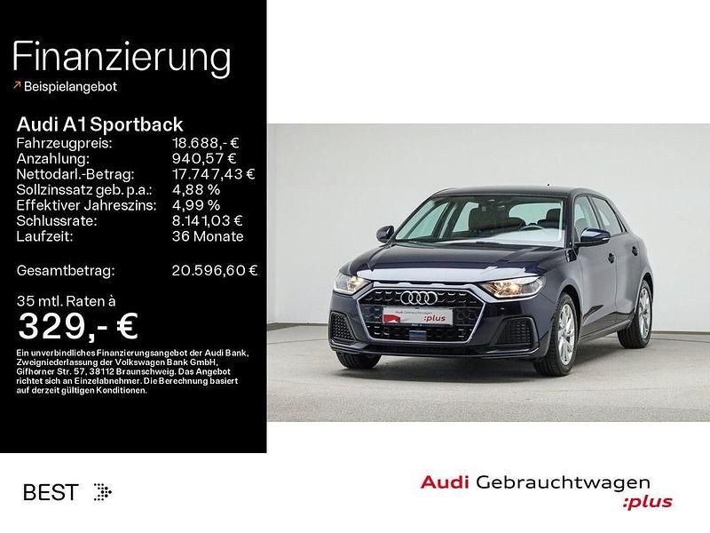 Blau Gebraucht 2021 Audi A1 Sportback Advanced Plus Kleinwagen | 18.688 € (Fairer Preis) - Bild 1/4