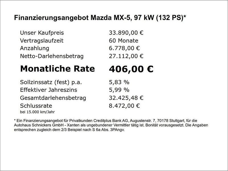 Neu Mazda MX5 Homura-Line 132 PS (97 kW) 2025 Grau Cabrio