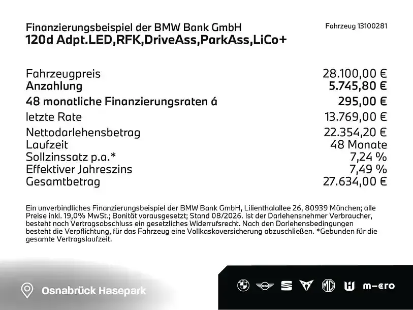 Gebraucht BMW 120 Sport Line 163 PS (119 kW) 2025 Skyscraper grau (grau) Kleinwagen