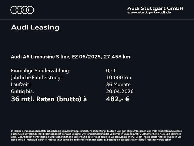 Gebraucht Audi A6 S-Line 286 PS (210 kW) 2025 Mythosschwarz metallic Limousine