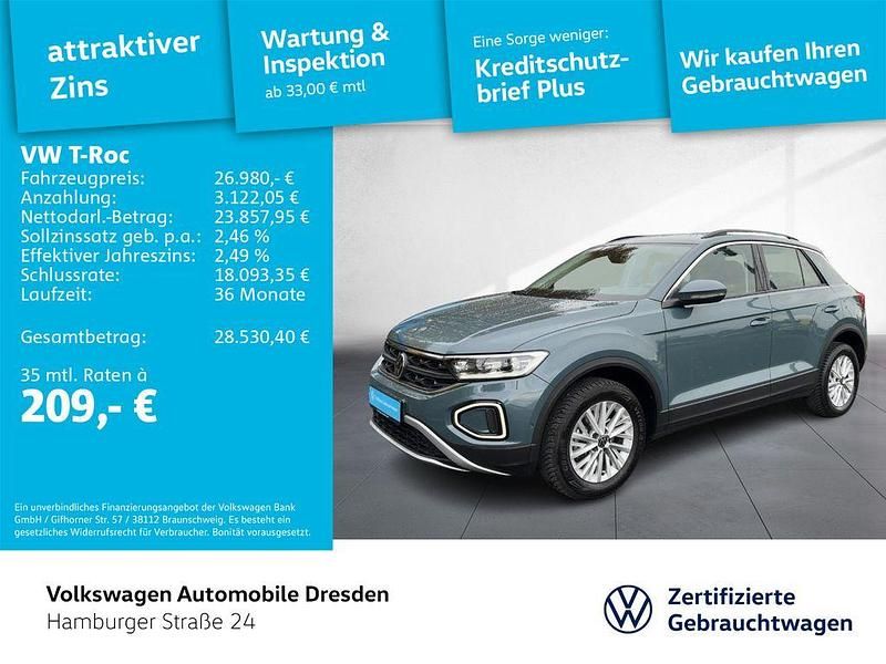 Blau Gebraucht 2024 VW T-Roc Life SUV | 26.980 € (Guter Preis) - Bild 1/4