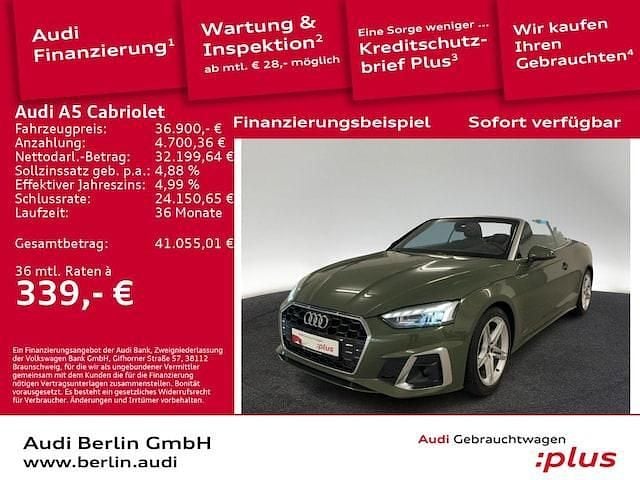 Distriktgrün metallic Gebraucht 2023 Audi A5 Cabriolet S-Line Cabrio | 36.900 € (Fairer Preis) - Bild 1/3