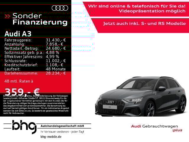 Daytonagrau perleffekt Gebraucht 2024 Audi A3 S-Line | 31.430 € (Fairer Preis) - Bild 1/3