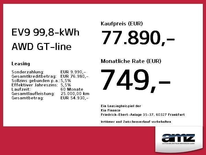 Neu Kia EV9 GT-Line 283 kW (385 PS) 2025 Flare red m // rot SUV