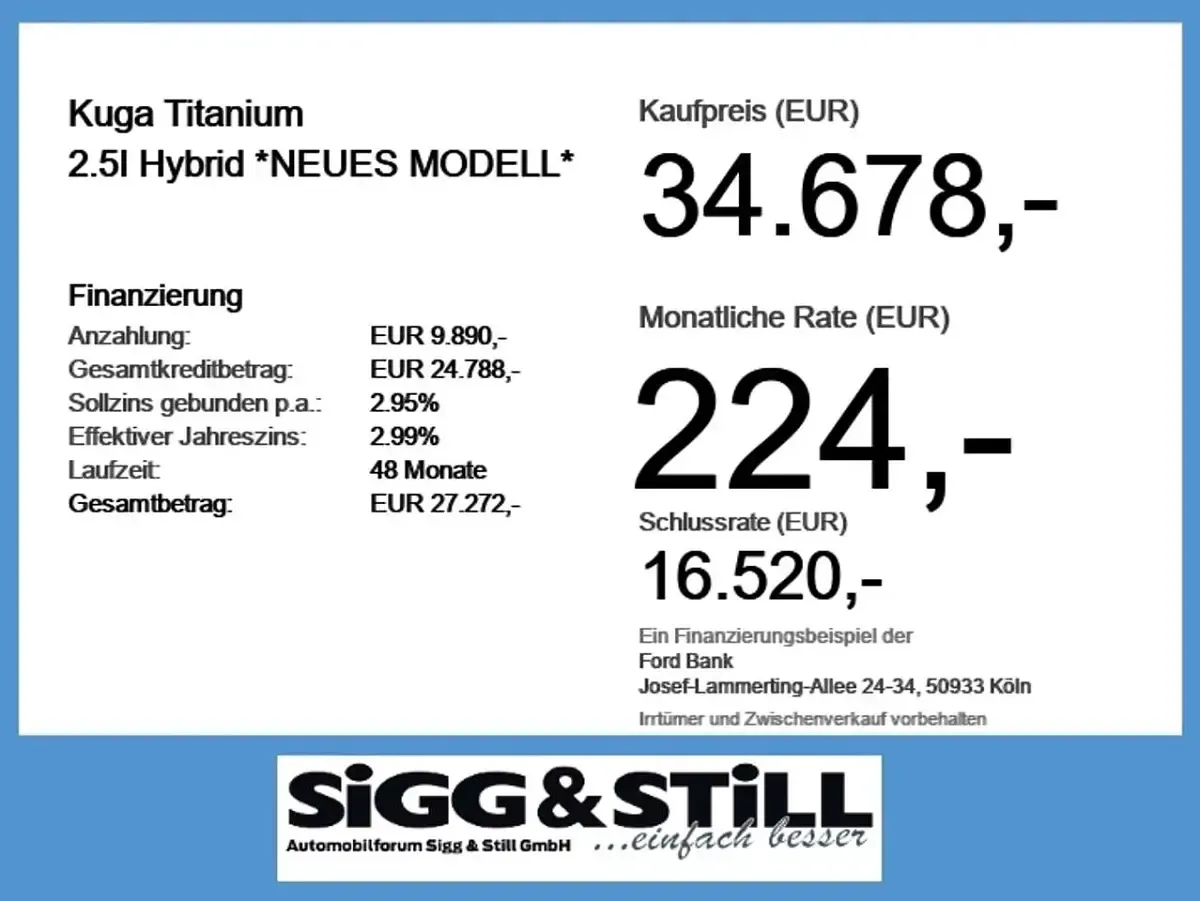 Neu Ford Kuga Titanium 179 PS (131 kW) 2026 Agate black SUV