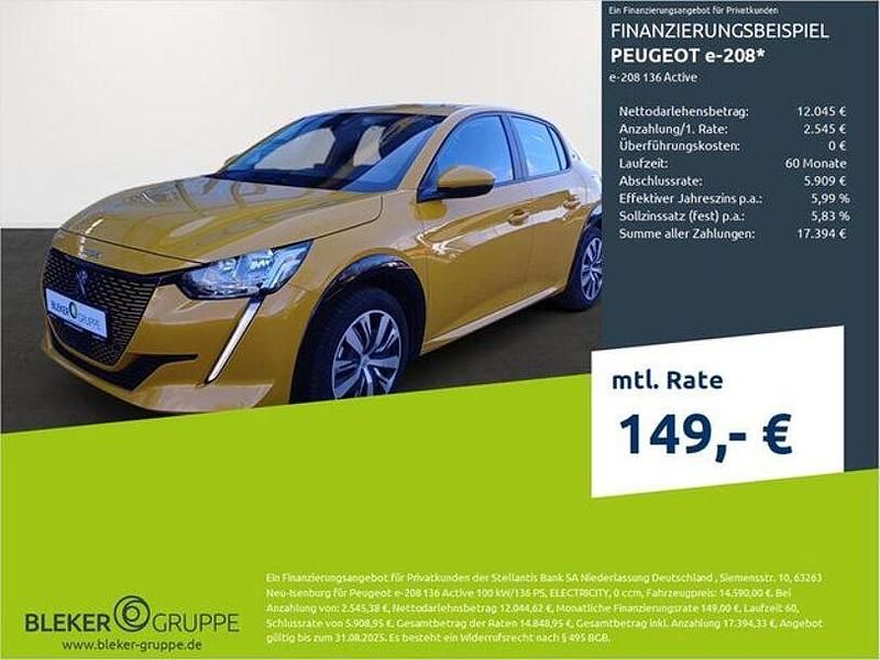 Gelb Gebraucht 2021 Peugeot e-208 Active Kleinwagen | 14.590 € (Fairer Preis) - Bild 1/3