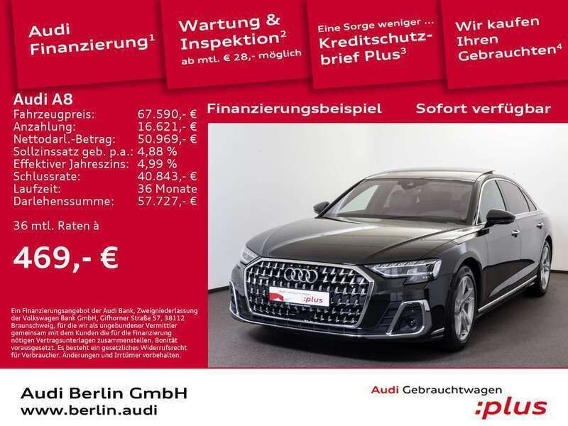 Mythosschwarz metallic Gebraucht 2023 Audi A8L Ambiente Limousine | 74.900 € (Teuer) - Bild 1/3