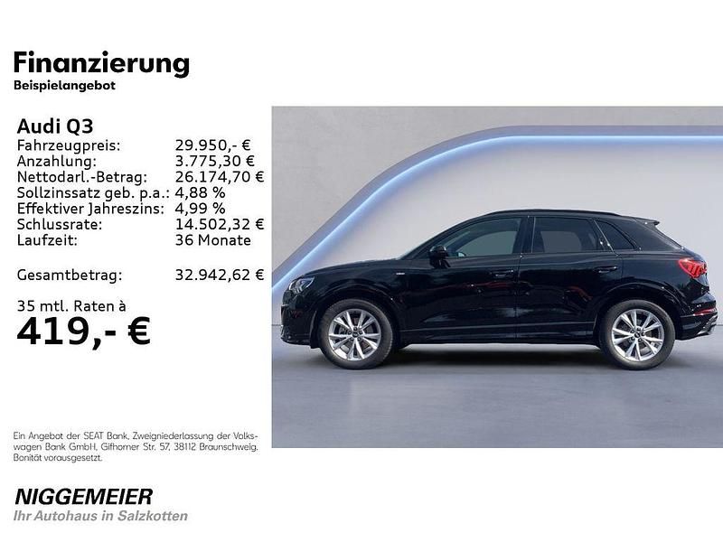 Gebraucht Audi Q3 S-Line 150 PS (110 kW) 2021 Mythos black metallic (metallic) SUV