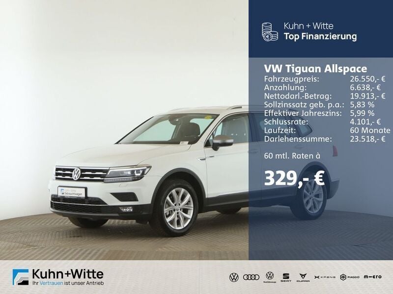 Pure white Gebraucht 2021 VW Tiguan Allspace Highline SUV | 26.550 € (Fairer Preis) - Bild 1/3