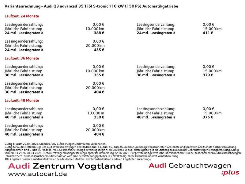 Gebraucht Audi Q3 Advanced Plus 150 PS (110 kW) 2025 Mythosschwarz metallic SUV