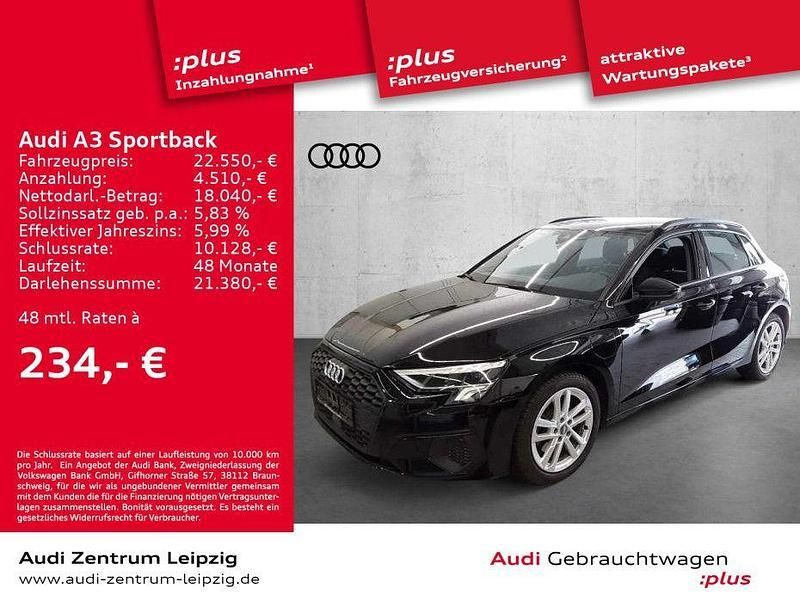 Brillantschwarz Gebraucht 2022 Audi A3 Sportback e-tron Ambiente Limousine | 22.550 € (Superpreis) - Bild 1/3