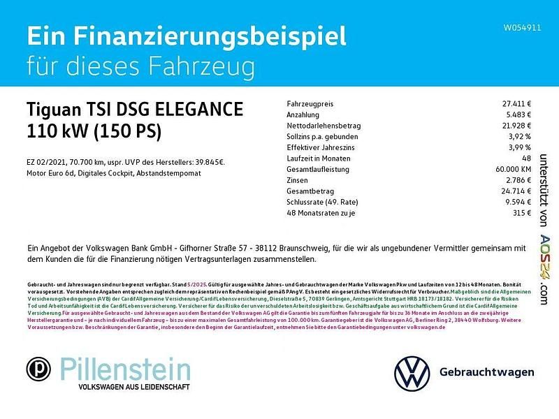 Gebraucht VW Tiguan Elegance 150 PS (110 kW) 2021 Nightshade blue metallic SUV