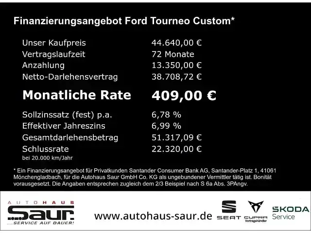 Gebraucht Ford Tourneo Custom Titanium 170 PS (125 kW) 2024 Schwarz Van