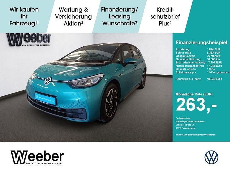 Blau Gebraucht 2021 VW ID.3 Pro Kleinwagen | 18.940 € (Guter Preis) - Bild 1/4