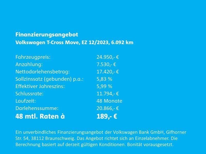 Gebraucht VW T-Cross Move 110 PS (80 kW) 2023 Reflexsilbermetallic SUV
