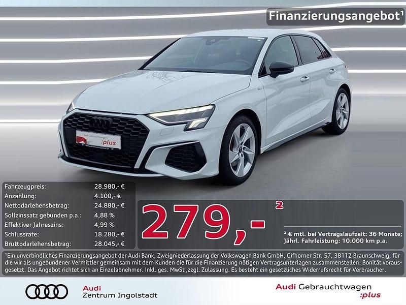 Weiß metallic Gebraucht 2022 Audi A3 S-Line Limousine | 28.980 € (Fairer Preis) - Bild 1/3