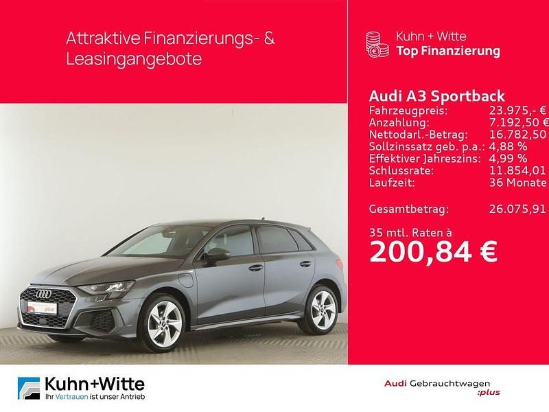 Daytonagrau perleffekt Gebraucht 2021 Audi A3 Sportback e-tron S-Line Limousine | 23.975 € (Guter Preis) - Bild 1/4