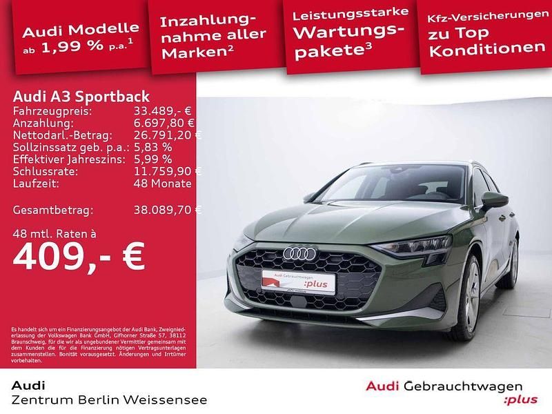 Grün Gebraucht 2025 Audi A3 Sportback Advanced Limousine | 33.489 € (Fairer Preis) - Bild 1/4