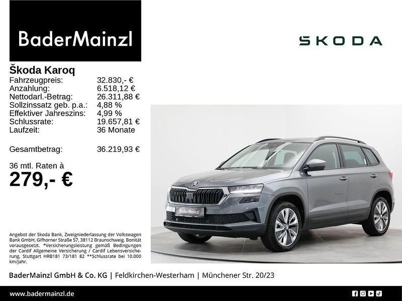 Graphitegrau metallic (metallic) Gebraucht 2024 Skoda Karoq Selection SUV | 32.830 € (Fairer Preis) - Bild 1/3