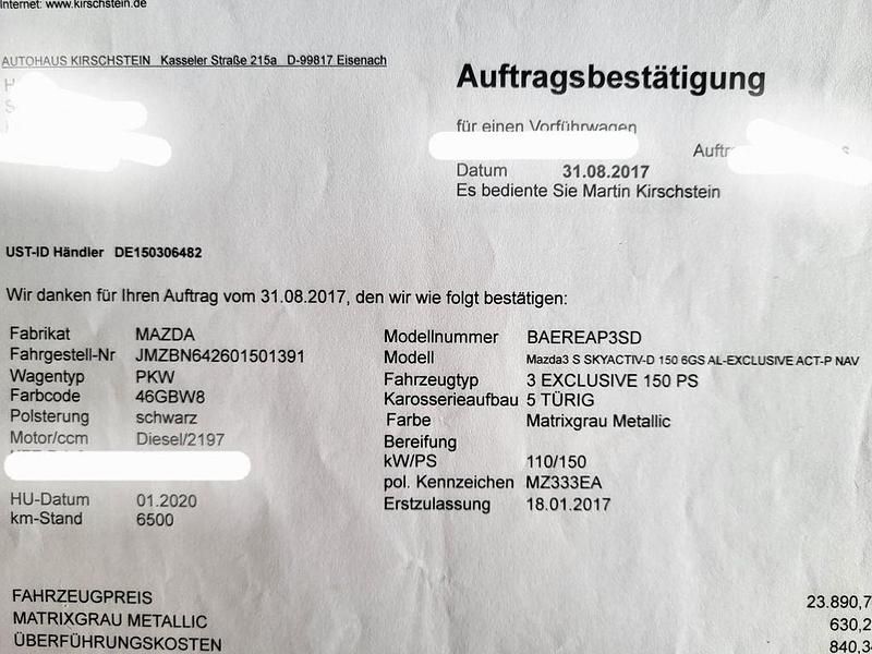 Gebraucht Mazda 3 Exclusive-Line 150 PS (110 kW) 2017 Schwarz Limousine