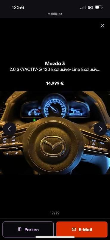 Blau Gebraucht 2018 Mazda 3 Signature Limousine | 14.180 € (Fairer Preis) - Bild 1/4