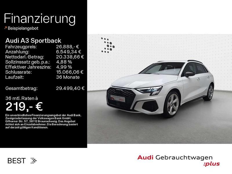 Ibisweiß Gebraucht 2022 Audi A3 e-tron S-Line Kleinwagen | 26.888 € (Fairer Preis) - Bild 1/4