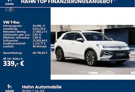 Neu VW T-Roc 150 PS (110 kW) 2026 Weiß SUV
