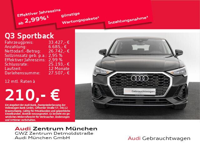 Mythosschwarz metallic Gebraucht 2023 Audi Q3 Sportback Sport SUV | 34.684 € (Fairer Preis) - Bild 1/2
