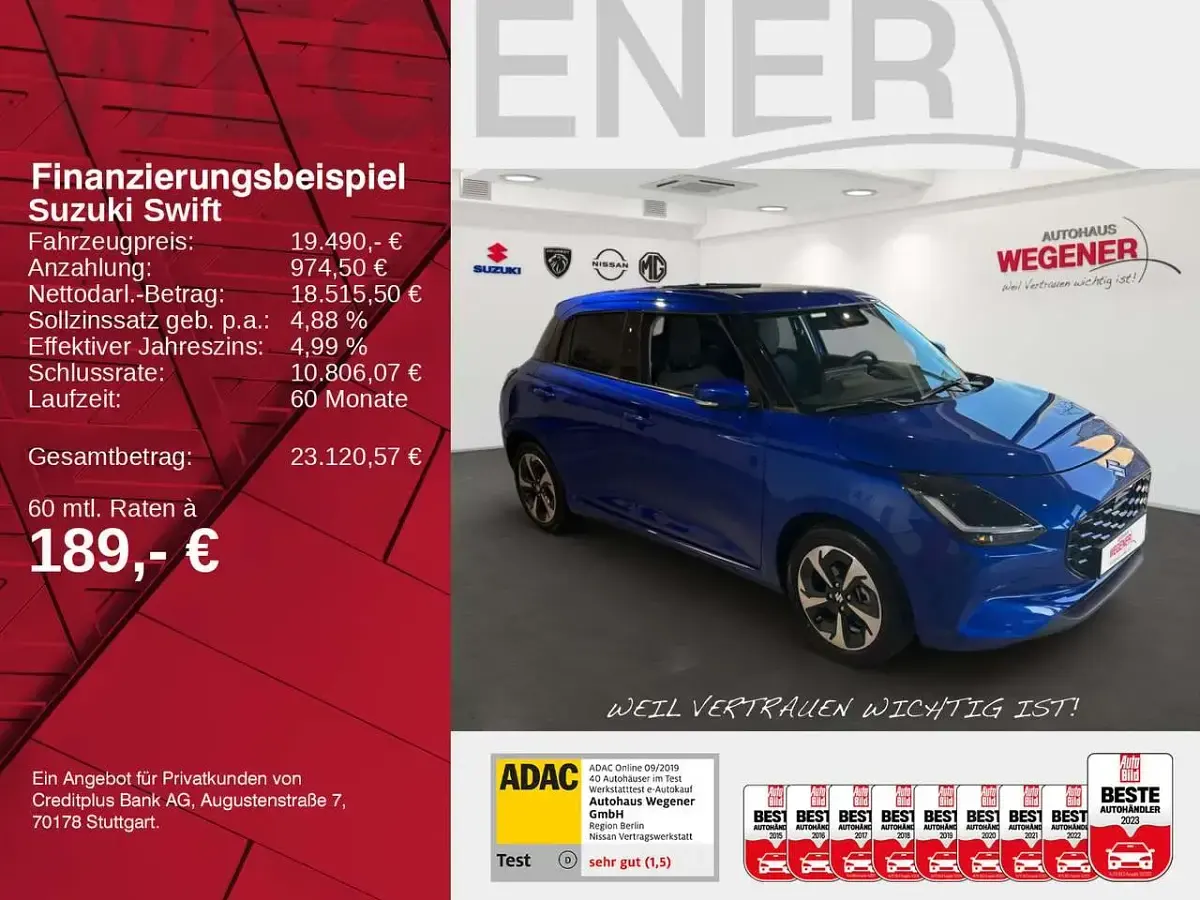 Neu Suzuki Swift Comfort+ 83 PS (61 kW) 2026 Frontier blue pearl Kleinwagen